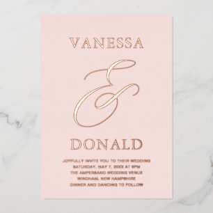 Invitation En Aluminium Mariage Moderne Rose Pâle de Vanessa