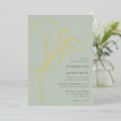 Invitation En Aluminium Mariage moderne Sage Green Gold Tulip (Debout devant)