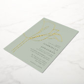 Invitation En Aluminium Mariage moderne Sage Green Gold Tulip (Rotation)
