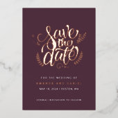 Invitation En Aluminium Mariage Moderne Sangria Rose Calligraphie Script (Recto)