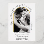 Invitation En Aluminium Mariage Moderne Script Arch Trim Photo Real (Recto)