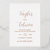 Invitation En Aluminium Mariage Moderne Simple Enregistrer La Date Rose Or (Recto)