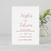 Invitation En Aluminium Mariage Moderne Simple Enregistrer La Date Rose Or (Debout devant)