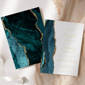 Invitation En Aluminium Mariage moderne Turquoise Blue Gold Agate