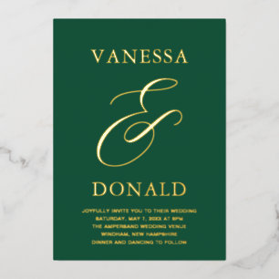 Invitation En Aluminium Mariage Moderne Vert Émeraude de Vanessa