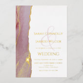 Invitation En Aluminium Mariage moderne Viva Magenta Gold (Recto)