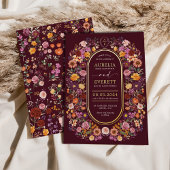 Invitation En Aluminium Mariage Monogram Crest Fleurs sauvages de Bourgogn