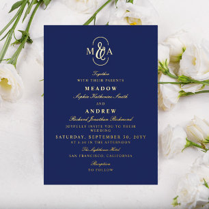 Invitation En Aluminium Mariage Monogramme Ampersand Typographie Élégante