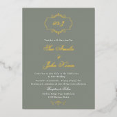 Invitation En Aluminium mariage monogramme classique vert sauge (Recto)