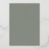 Invitation En Aluminium mariage monogramme classique vert sauge (Verso)