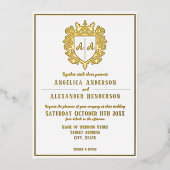 Invitation En Aluminium Mariage monogramme de crête (Recto)