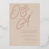 Invitation En Aluminium Mariage | Monogramme de script en or rose Sable (Recto)