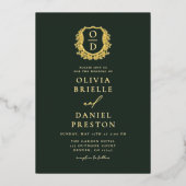 Invitation En Aluminium Mariage Monogramme Emerald Green Gold (Recto)