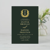 Invitation En Aluminium Mariage Monogramme Emerald Green Gold (Debout devant)