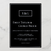 Invitation En Aluminium Mariage Monogramme Noir Et Argent Moderne (Recto)