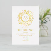 Invitation En Aluminium Mariage Monogramme Or (Debout devant)