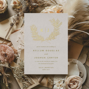 Invitation En Aluminium Mariage Monogramme Or Distingué