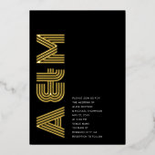 Invitation En Aluminium Mariage monogramme rétro en gras noir (Recto)