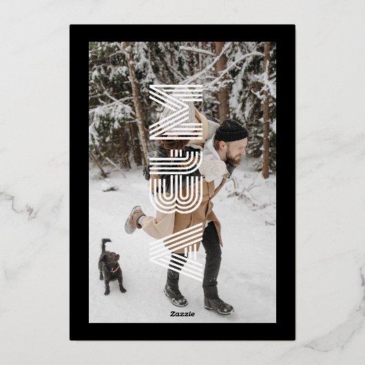 Invitation En Aluminium Mariage monogramme rétro en gras noir (Verso)