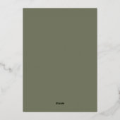 Invitation En Aluminium Mariage Monogramme vert foncé à feutre minimal (Verso)