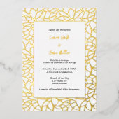 Invitation En Aluminium Mariage Motif blanc et or brillant (Recto)