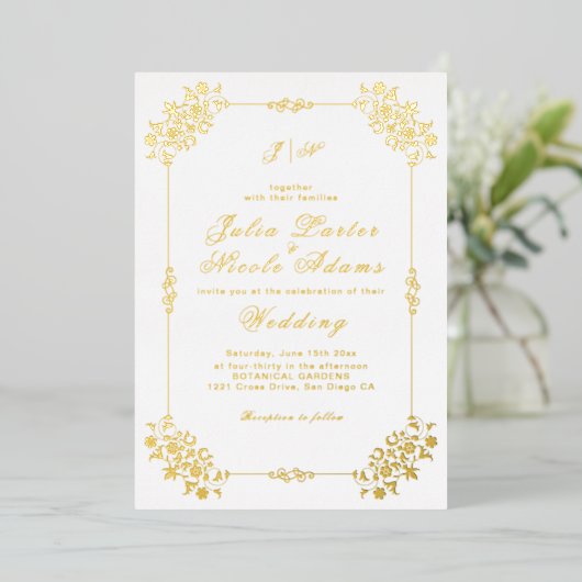 Invitation En Aluminium Mariage Motif classique complexe de géométrie vint (Debout devant)