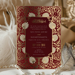 Invitation En Aluminium Mariage musulman aux accents de rouge et d'or