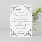 Invitation En Aluminium Mariage musulman blanc et argenté (Debout devant)