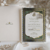 Invitation En Aluminium Mariage musulman émeraude vert or