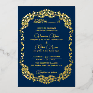 Invitation En Aluminium Mariage Musulman Floral Botanique Artistique Paisl