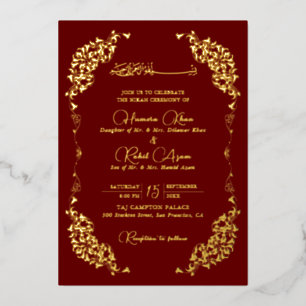 Invitation En Aluminium Mariage Musulman Floral Botanique Artistique Paisl