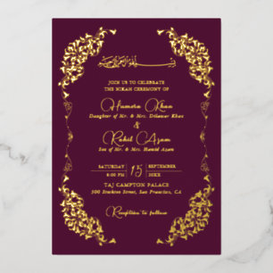 Invitation En Aluminium Mariage Musulman Floral Botanique Artistique Paisl