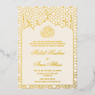 Invitation En Aluminium Mariage musulman islamique géométrique or luxe