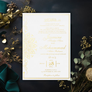 Invitation En Aluminium Mariage musulman Nikah Mandala en or de luxe