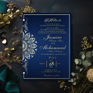 Invitation En Aluminium Mariage musulman Nikah Mandala en or luxueux