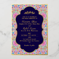 Mariage musulman orné d'or et de bleu de la marine