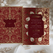Invitation En Aluminium Mariage musulman Red & Gold Foil Accents