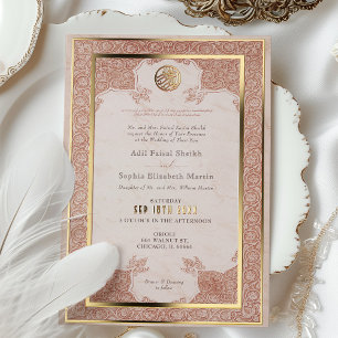 Invitation En Aluminium Mariage musulman traditionnel en dentelle orange b