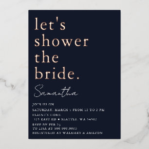 Invitation En Aluminium Mariage naval or rose moderne douche de mariage