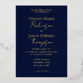 Invitation En Aluminium Mariage Navy Blue and Gold Luxe (Recto)