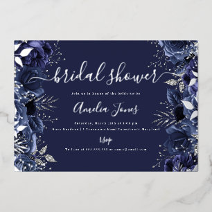 Invitation En Aluminium Mariage Navy Fleurs Roses Salle de Réception