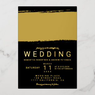 Invitation En Aluminium Mariage noir bracelet or moderne