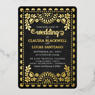 Invitation En Aluminium Mariage noir de Papel Picado