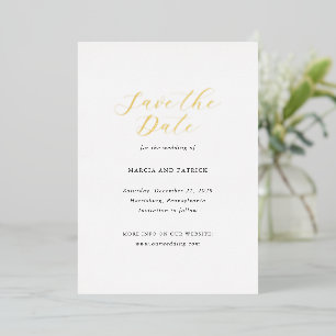 Invitation En Aluminium Mariage noir et blanc classique à sauver la date