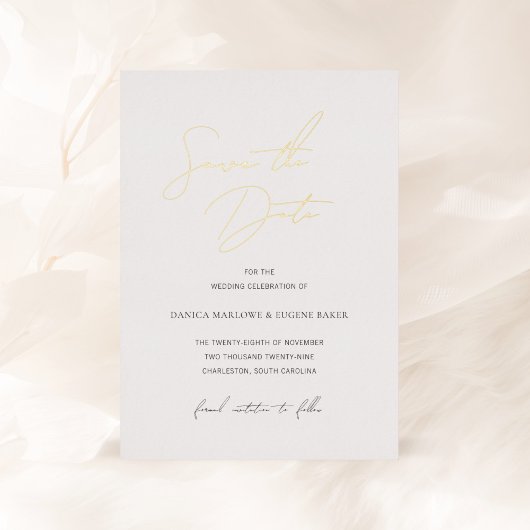 Invitation En Aluminium Mariage noir et blanc classique Enregistrer la dat