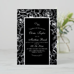 Invitation En Aluminium Mariage noir et blanc moderne