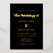 Invitation En Aluminium Mariage noir et or rétro élégant (Recto)