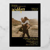 Invitation En Aluminium Mariage noir moderne en gras (Recto)