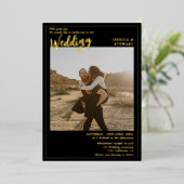 Invitation En Aluminium Mariage noir moderne en gras (Debout devant)