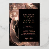 Invitation En Aluminium Mariage noir rose élégant moderne (Recto)